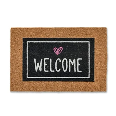 Abbildung von Carpido Fußmatte Kokos Welcome Herz schwarz Türmatte 40x60 cm antibakterielle Eingangsmatte Kokosmatte natürliches Material 100%