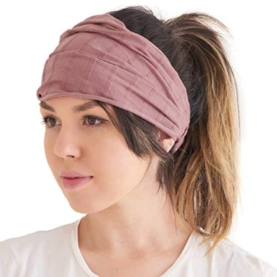Abbildung von CHARM Baumwolle Haarband Stirnband Bandana Unisex Weich Breites Chemo Headband Japanisch Rosa