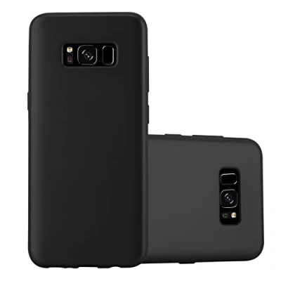 Abbildung von Cadorabo Hülle kompatibel mit Samsung Galaxy S8 Schutzhülle TPU Silikon Case Metallic Design Slim Kratzfest Weiche Gummi Rundumschutz für in Schwarz