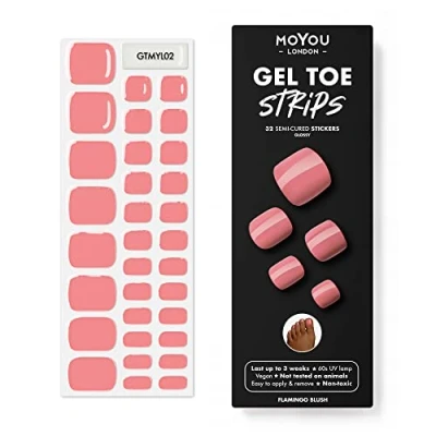 Abbildung von MOYOU LONDON Halbgehärtete UV Gel Strips 32 Stück Nagelfolien Härtend für Maniküre in Salonqualität Flamingo Blush