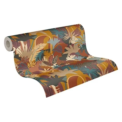 Abbildung von A.S. Création Vliestapete &quot;Antigua Retrotapete Artdeco&quot;, matt gemustert neutral, Dschungeltapete Floral mit Tieren Tapeten Wohnzimmer Schlafzimmer Flur