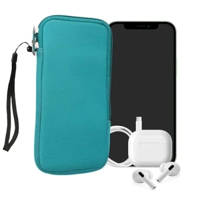 Abbildung von kwmobile Handytasche für Smartphones XL 6,7/6,8&quot; Neopren Handy Hülle Türkis Tasche 17,2 x 8,4 cm Innenmaße