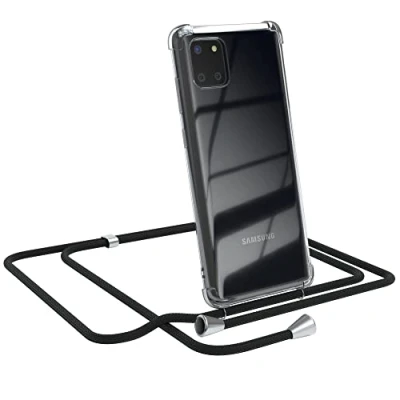 Abbildung von EAZY CASE Handykette kompatibel mit Samsung Galaxy Note 10 Lite Handyhülle Umhängeband, Handykordel Schutzhülle, Silikonhülle, Hülle Band, Stylische Kette für Smartphone, Schwarz
