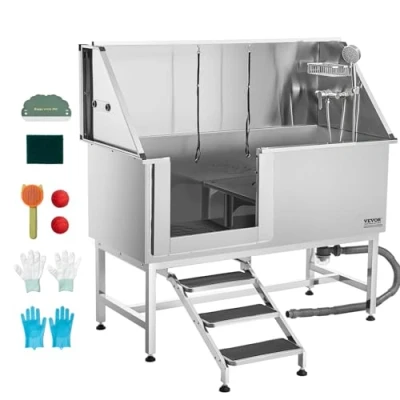 Abbildung von VEVOR Tierpflegewanne mit Treppe Wasserfilterplatte linke Tür 1500x700x1495mm