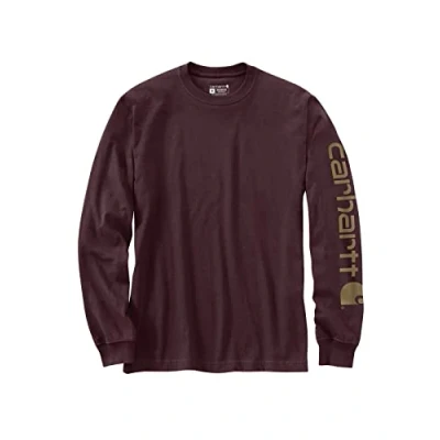 Abbildung von Carhartt Herren Relaxed Fit Heavyweight Long Sleeved Logo Sleeve Graphic T Shirt, Bordeaux, XL