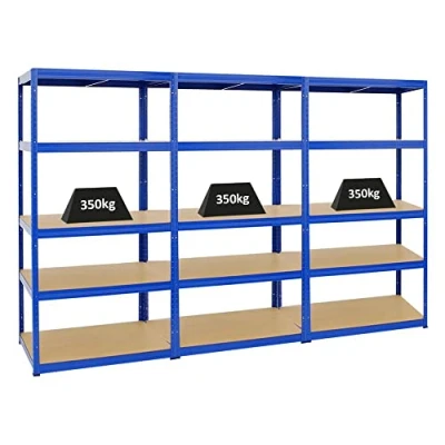 Abbildung von PROREGAL Mega Deal 3er Set Schwerlastregale Slim Elephant 180x90x60cm mit 5 Ebenen Fachlast 350kg Blau