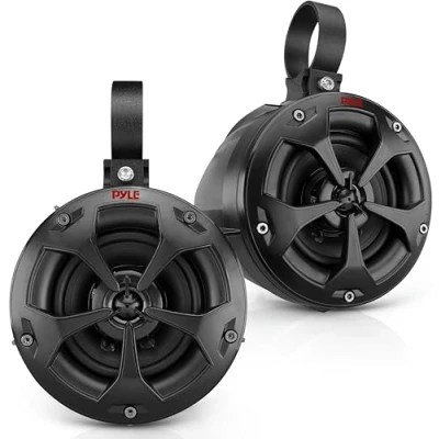 Abbildung von Pyle PLUTV41BK 2 Wege Dual Offroad Lautsprecher, wasserdicht, 10,2 cm, 800 Watt, Wakeboard Tower Lautsprechersystem, Vollbereichs Audio Stereo Lautsprecher für ATV, UTV, Quad, Jeep, Boot, Schwarz
