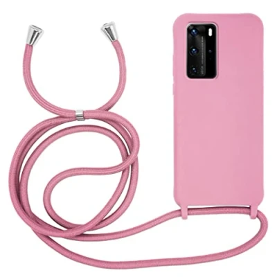 Abbildung von MyGadget Handykette für Huawei P40 Pro [ Hülle mit verstellbaren Band ] TPU Handyhülle Handyband zum Umhängen Kordel Schnur Case Schutzhülle Rosa