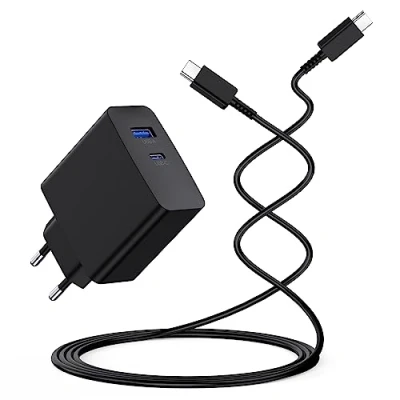 Abbildung von 65W USB C Ladegerät 2 Port PD Netzteil GaN Tech Schnellladegerät Charger für Samsung Galaxy S21 S22 S23 Ultra Tablet, i Pad Pro/Air, Huawei Mate, MacBook Lenovo Tab, Laptops usw