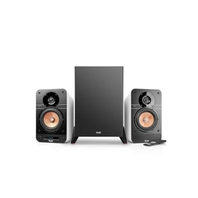 Abbildung von Teufel ULTIMA 25 AKTIV Club Edition 2.1 Soundsystem mit kabellosem Subwoofer Aktive Regallautsprecher Bluetooth und integriertem AV Receiver, Dolby Audio, DAB+, HDMI ARC CEC, Touch Slider weiß