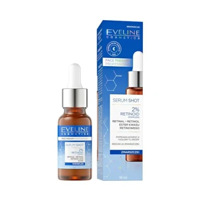 Abbildung von Eveline Cosmetics Face Therapy Professional Serum Shot mit 2% Retinoid Komplex Faltenreduzierung, Anti Aging Hautpflege, Aufhellende und Straffende Formel, Geeignet für Empfindliche Haut
