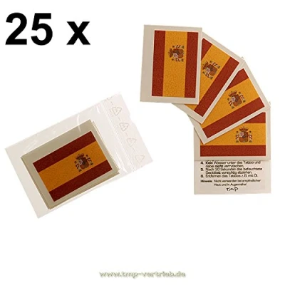 Abbildung von 25 x Spanien Fan Tattoo Fahnen EM 2024 Spain Flag Temporary (25)