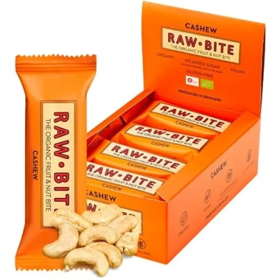 Abbildung von RAWBITE Riegel CASHEW I 12 weiche Bio Nuss in Vorteilsbox Datteln und Nüssen Vegan, glutenfrei, laktosefrei enthält von Natur aus Zucker mit 12g Protein x 50g