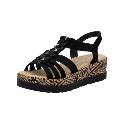 Abbildung von Rieker Plateausandalette, Damen, Größe: 36, Schwarz Schuhe