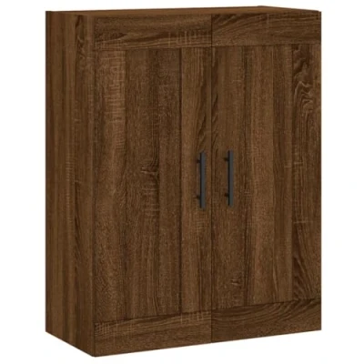 Abbildung von vidaXL Wandschrank, Hängeschrank mit 3 Fächern 2 Türen, Wandmontage Badschrank, Aufbewahrungsschrank für Wohnzimmer Schlafzimmer, Braun Eichen Optik Holzwerkstoff
