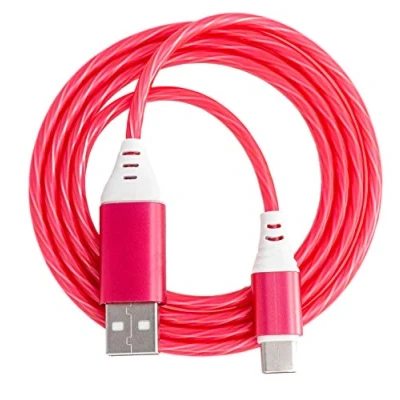 Abbildung von System S USB 3.1 leuchtendes Kabel 1 m Typ C Stecker zu 2.0 A Adapter in Rot