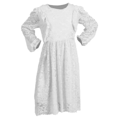 Abbildung von KMISSO Maxikleid Mädchen Kleid mit Spitze (1 tlg) Spitzen Kleid, Vinted Pom Ärmel