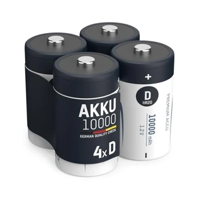 Abbildung von ANSMANN Akku Mono D 9300 mAh 1,2V NiMh, 4 Stück, wiederaufladbar, ideal für Spielzeug, Modellbau, Taschenlampe, Radio