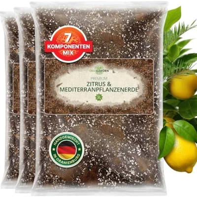 Abbildung von ORAGARDEN Zitruserde und Mediterranpflanzenerde für Zimmerpflanzen Garten 9L Terrarien Substrat Pflanzen, Palmen, Blumen, Grünpflanzen 7 Komponenten Zitrus Erde