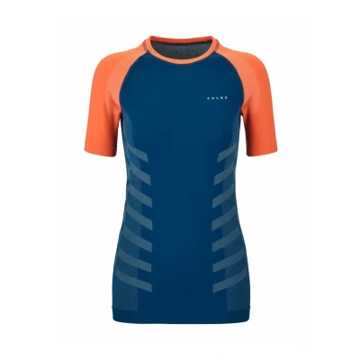 Abbildung von FALKE Damen Baselayer Shirt Warm Round Neck W S/s Ts Funktionsmaterial schnelltrocknend 1 Stück, Blau Blue Pond 6598 Trend, M