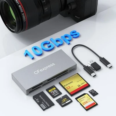 Abbildung von 6 in 1 CFExpress Typ A Kartenleser, USB 3.2 10Gbit/s Card Reader für SD/CFexpress A/TF/MS/XD/CF Karten, Kartenleser Liest Karten Gleichzeitig,für Windows/Mac OS/Linux/Android