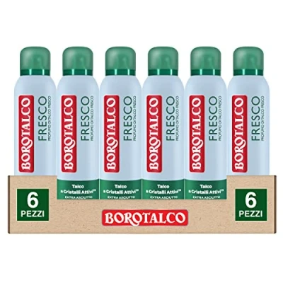 Abbildung von 6 x Borotalco Deo Spray 48h Frischer Duft von Talkum mit aktiven Kristallen extra trocken Flaschen à 150 ml