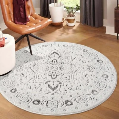 Abbildung von Carpet City Teppich &quot;LOUNGE 0638&quot;, rund, 15 mm Höhe, Kurzflor Modern, Hoch Tief Struktur, Wohnzimmer, Schlafzimmer