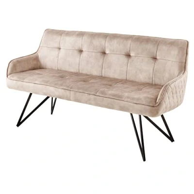 Abbildung von riess ambiente Sitzbank EUPHORIA 156cm champagner greige / schwarz (Einzelartikel, 1 St), Wohnzimmer · Samt Metall Flur Küche Esszimmer Retro Design