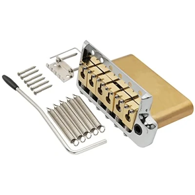 Abbildung von Musiclily Ultra 52,5 mm Solide Vollmessing 6 Schrauben PRS Style Tremolo Steg Brücke Messerkante für Strat E Gitarre, Hybrid