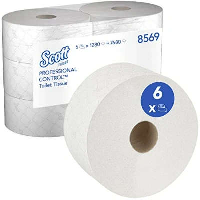 Abbildung von Scott Control Einzelblatt Toilettenpapier mit Zentralentnahme 8569 2 lagiges 6 Packungen x 1.280 Blatt (insges. 7.680)