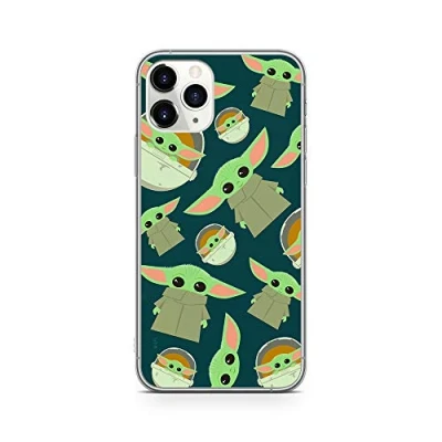 Abbildung von Original und Offiziell lizenziertes Star Wars Baby Yoda Handyhülle für iPhone 11 PRO, Case, Hülle, Cover aus Kunststoff TPU Silikon, schützt vor Stößen Kratzern