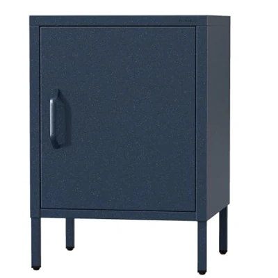 Abbildung von Jan Nowak Nachttisch Industrial MIA Nachtschrank Glitzernd mit Tür für Schlafzimmer, Kinderzimmer Stahlschrank Abschliessbar, Nachtkasten Klein Loft Stil 42,4 x 59,5 40 cm Dunkelblau