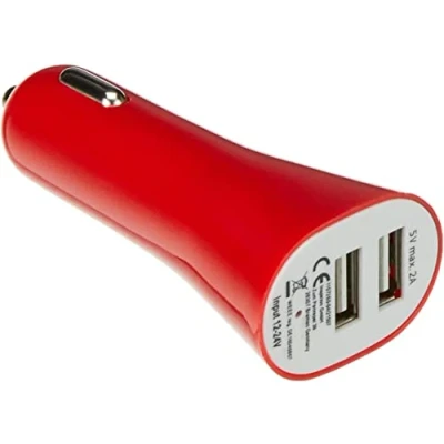 Abbildung von Kfz Ladegerät, USB, 2 Anschlüsse, Quick Charge 3.0, USB Zigarettenanzünder, kompatibel mit iPhone, iPad Samsung Galaxy S10/S9/S8, Huawei, Xiaomi, Schwarz (blau)