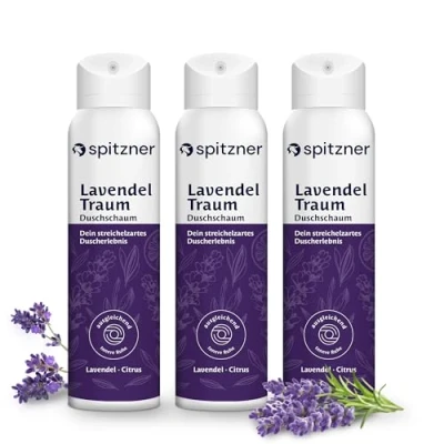 Abbildung von Spitzner Duschschaum Lavendeltraum 3x 150ml Wellness Dusche sanft reinigender Schaum dermatologisch getestet, vegan und hautverträglich ausgleichend