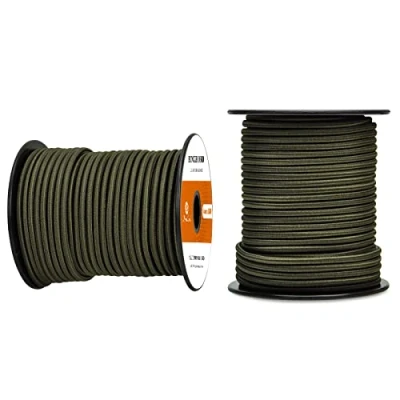 Abbildung von Abma Cord Gummiseil Expanderseil 4mm 30M Gummischnur UV Beständig Planenseil 100% Dehnung Spannseil für Plane, Anhängerplane, Sonnensegel, Zelte, Banner Olivgrün