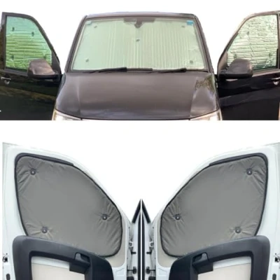 Abbildung von Fensterrollo Set Kombatibel Mit Iveco Daily (2000 2014)(Frontset) Rückseite einfärben Khakigrün, Reversibel und Thermisch