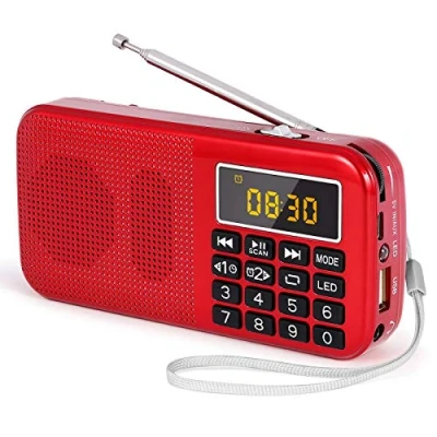 Abbildung von PRUNUS Kleines Radio. Tragbares Radio mit Große Batteriekapazität (3000mAh),Uhr FM SD USB MP3 UKW Notlichtfunktion. Speichert Stationen automatisch(Nicht manuell)