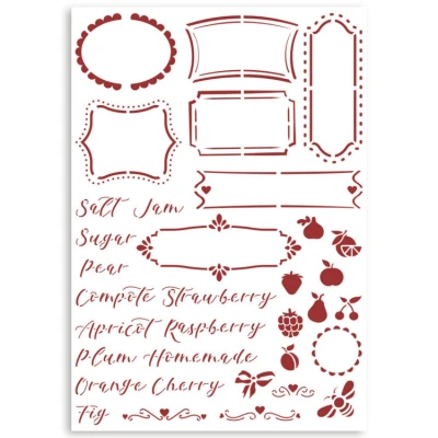 Abbildung von Stamperia KSG486 Stencil G cm 21x29,7 Casa Granada labels, Multicoloured, A4, 3