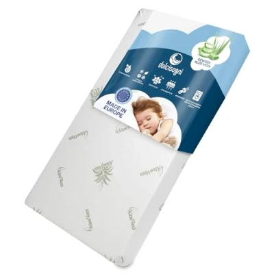 Abbildung von Kindermatratze 60x120cm mit Kissen und Dicke 14 cm OEKO TEX® CertiPUR™ matratze 60x120 Baby für Kinderbett oder Neugeborene Waschbarer Bezug aus Aloe Vera Reisebett