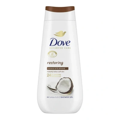 Abbildung von 6x Dove Duschgel Advanced Care Restoring mit Kokosöl und Mandelextrakt 225ml