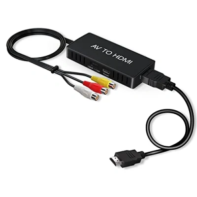 Abbildung von VIXLW RCA auf HDMI, AV zu HDMI Adapter, 1080P Composite CVBS Video Audio Konverter Adapter mit Kabel Unterstützt PAL/NTSC für PC, Laptop, TV, WII, Xbox, PS1, PS2, PS3, STB, VHS, VCR