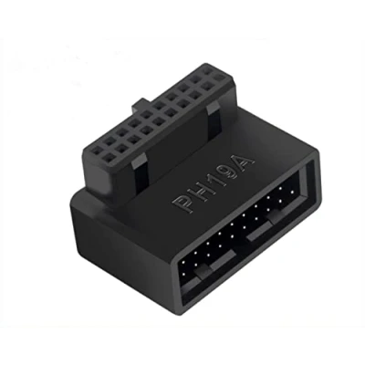 Abbildung von SHANFEILU USB 3.0 90 Grad Motherboard Adapter, 19 polig/20 poliger Stecker auf Buchse, Verlängerungsadapter, L Drehung, rechtwinklige Buchse für Desktop (nach oben gewinkelt PH19A)