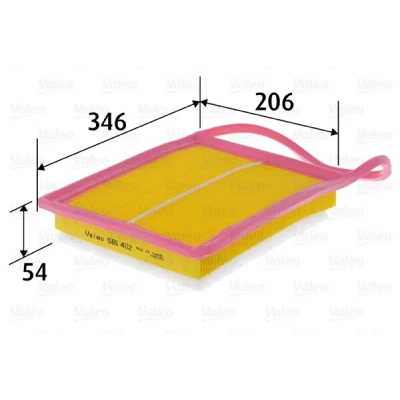 Abbildung von VALEO 585402 Luftfilter 54 206 346 Filtereinsatz CITROËN: C5 3, C4 I Grand Picasso, Picasso 2, PEUGEOT: 5008 I, 3008 308 SW kfzteile,