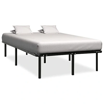Abbildung von vidaXL Bettgestell Bett Metallbett Schlafzimmerbett Doppelbett Bettrahmen Ehebett Lattenrost Schlafzimmermöbel Schwarz Metall 180x200cm