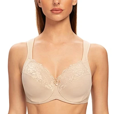 Abbildung von MELENECA Damen BH mit Bügel Spitze Klassischer Große Größen Minimizer Hell beige 85B