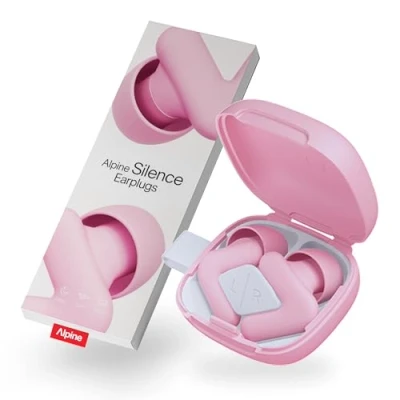 Abbildung von Alpine Silence Ultrakomfortable Ohrstöpsel zum Schlafen, Konzentrieren &amp; Reisen Wiederverwendbare Gehörschutz Ohrenstöpsel Innovative V Form weiche Stöpsel in XS/S/M/L Rosa