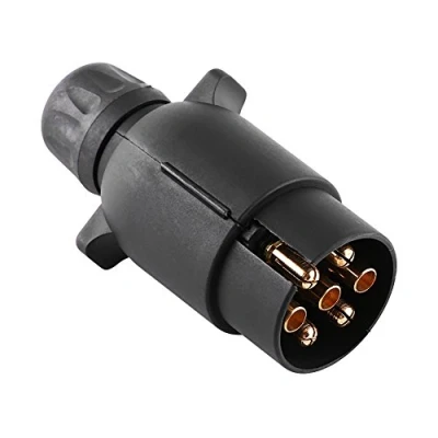 Abbildung von Elektrischer Anhängerstecker N Typ Kunststoff 7 poliger Kabelsteckeradapter Schwarz 12V pol PA und Messing stecker aspöck