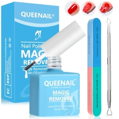 Abbildung von Nagellackentferner,15ML Gelnägel Shellac Entferner，Doppelseitiges Nagelfeile, Nagelfeile Nagelhautschieber,Gel Nail Polish Remover, Entfernen Sie Einfach und Schnell Schadet den Nägeln Nicht