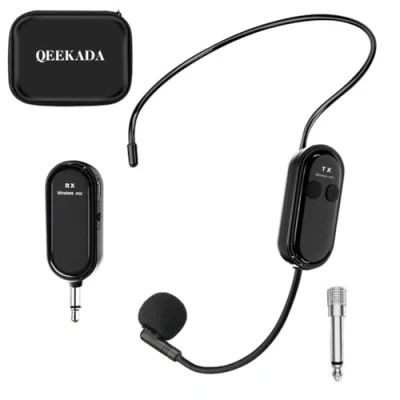 Abbildung von Wireless Mikrofon Headset, 2.4G Kabelloses Mikrofon, funkmikrofon headset mit 50M Reichweite, Wiederaufladbares Drahtloses Microphone Kopfbügelmikrofon für Lautsprecher, Reiseleiter,Tanzlehrer