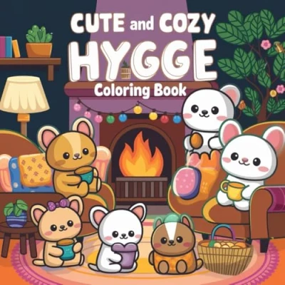 Abbildung von Cute and Cozy Hygge Coloring Book: Christmas Vibes for Adults &amp; Teens Featuring Festive Holiday Winter Scenes with Adorable Animals ... Stress Relief (Fuzzy Friends Coloring)